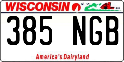 WI license plate 385NGB