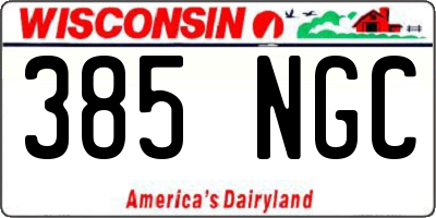 WI license plate 385NGC