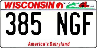 WI license plate 385NGF