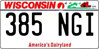 WI license plate 385NGI