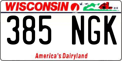WI license plate 385NGK