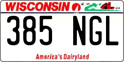 WI license plate 385NGL