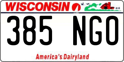 WI license plate 385NGO