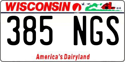 WI license plate 385NGS