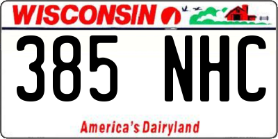 WI license plate 385NHC