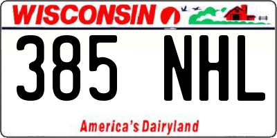 WI license plate 385NHL