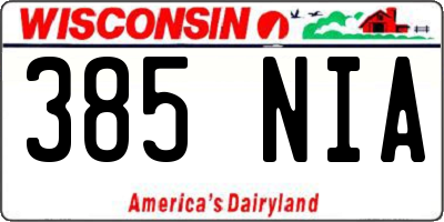 WI license plate 385NIA