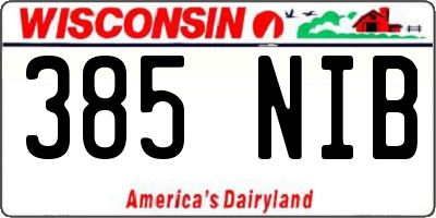 WI license plate 385NIB