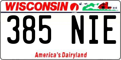 WI license plate 385NIE