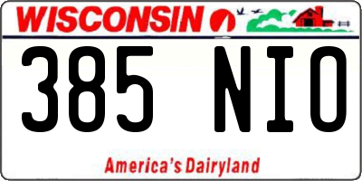 WI license plate 385NIO