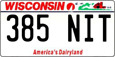 WI license plate 385NIT
