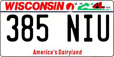 WI license plate 385NIU