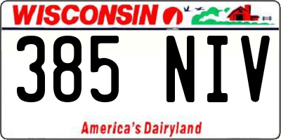 WI license plate 385NIV