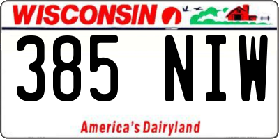 WI license plate 385NIW