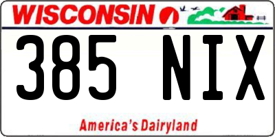 WI license plate 385NIX