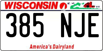 WI license plate 385NJE