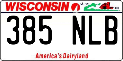 WI license plate 385NLB