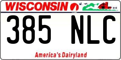 WI license plate 385NLC