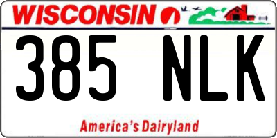 WI license plate 385NLK