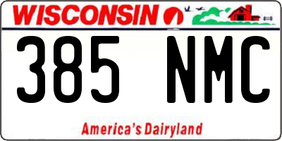 WI license plate 385NMC