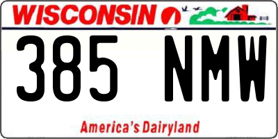 WI license plate 385NMW