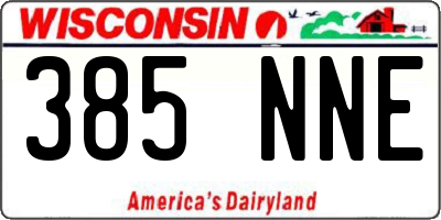 WI license plate 385NNE