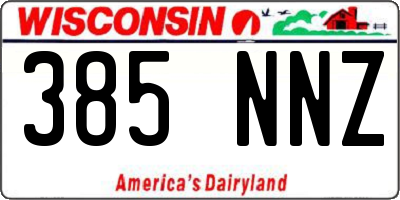 WI license plate 385NNZ