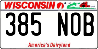 WI license plate 385NOB