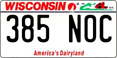 WI license plate 385NOC