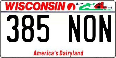 WI license plate 385NON