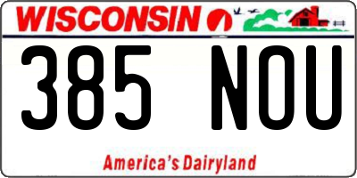 WI license plate 385NOU