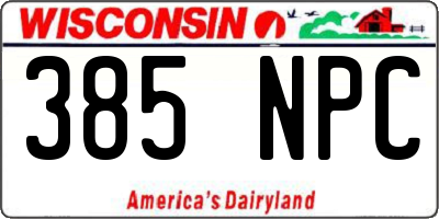 WI license plate 385NPC