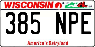 WI license plate 385NPE