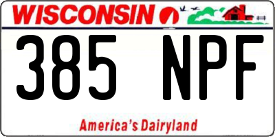 WI license plate 385NPF