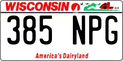 WI license plate 385NPG