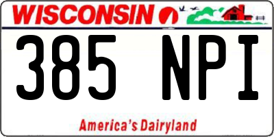 WI license plate 385NPI