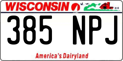 WI license plate 385NPJ