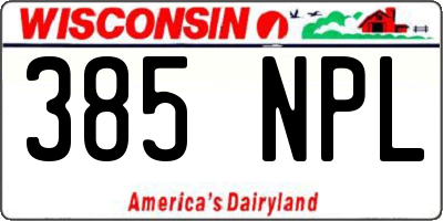 WI license plate 385NPL