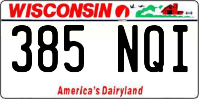 WI license plate 385NQI
