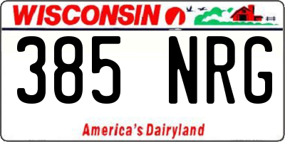WI license plate 385NRG