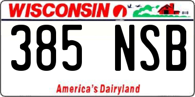 WI license plate 385NSB