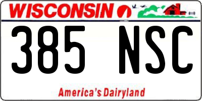 WI license plate 385NSC