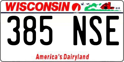 WI license plate 385NSE