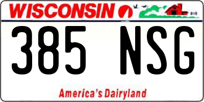 WI license plate 385NSG