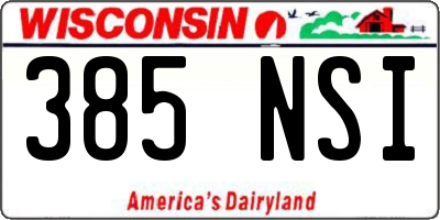 WI license plate 385NSI