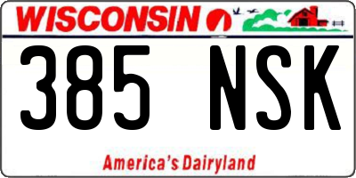 WI license plate 385NSK
