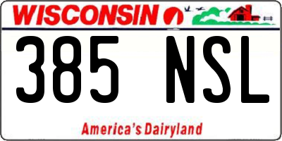 WI license plate 385NSL