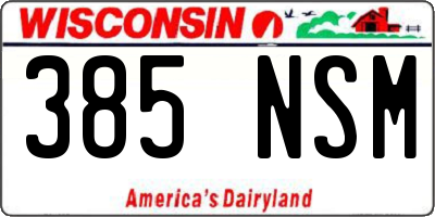 WI license plate 385NSM
