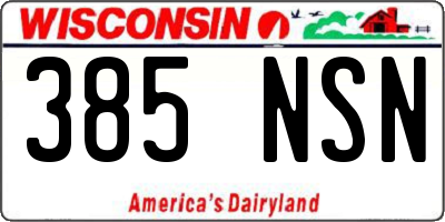 WI license plate 385NSN