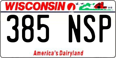 WI license plate 385NSP